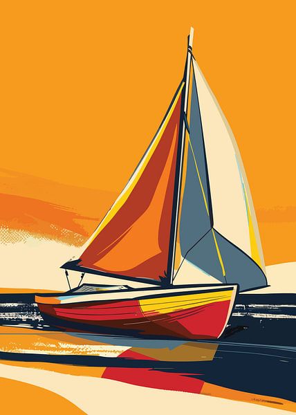 Bateau à voile Pop Art Orange Couleur par Jordan