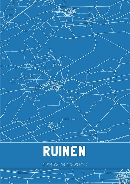 Blaupause | Karte | Ruinen (Drenthe) von Ortsdrucke