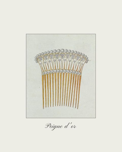 Peigne d'or Vintage-Haarkamm mit Diamanten - Mode, Vintage-Druck von NOONY