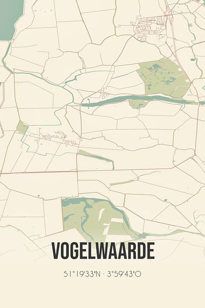 Vintage map of Vogelwaarde (Zeeland) by Prints of Place