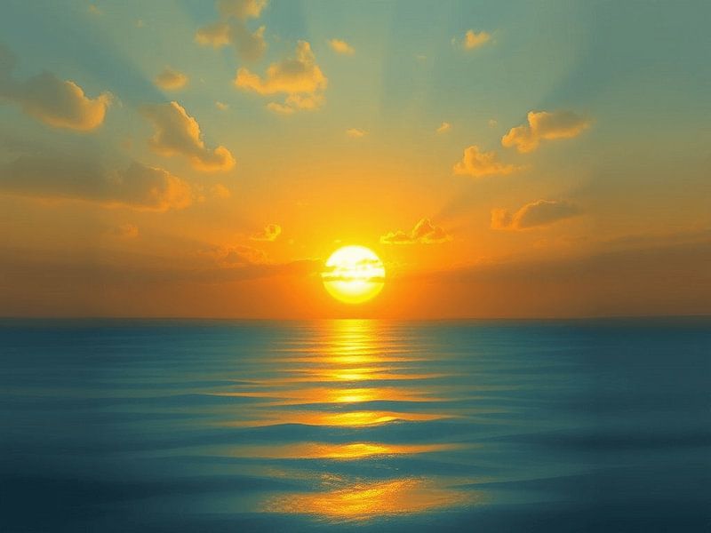 Un coucher de soleil éclatant sur l'océan calme et réfléchissant par Artistic