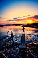 A nice evening swim at sunset.