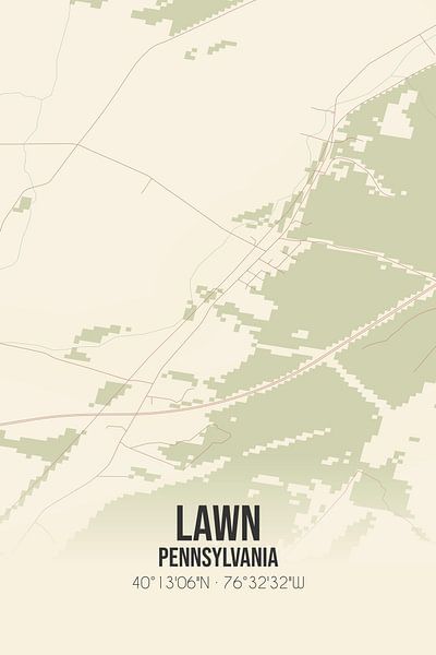 Vieille carte de Lawn (Pennsylvanie), USA. par Affiches de lieux