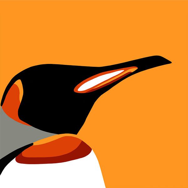 Pinguin auf Orange von Jole Art
