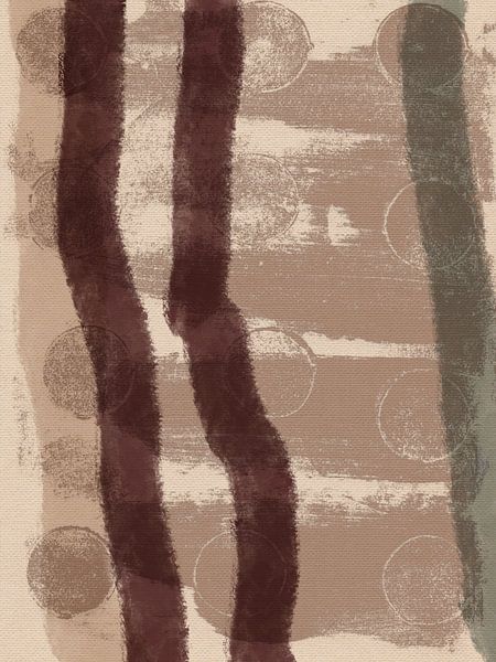 Abstracte vormen en lijnen in bruin en beige van Abstract Minimalist Art