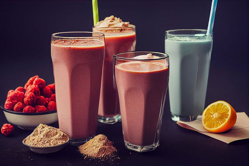 Milkshake after sport in fitness studio illustration by Animaflora PicsStock