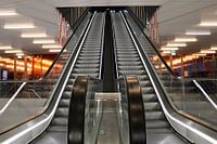 Symmetrical escalators in the Forum in Groningen