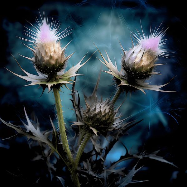 Globe fleuri enchanteur : Le chardon marbré en violet par Karina Brouwer