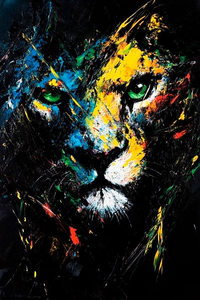 Kleurrijk leeuwenportret - Expressief van Poster Art Shop