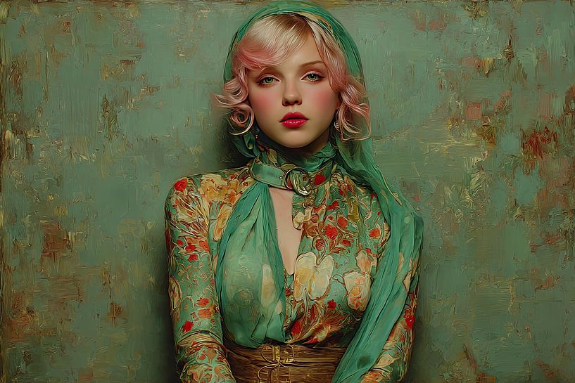 Kunst Frau mit Blumen von Egon Zitter