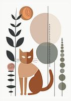 Stillleben mit Katze (03), Boho, Retro