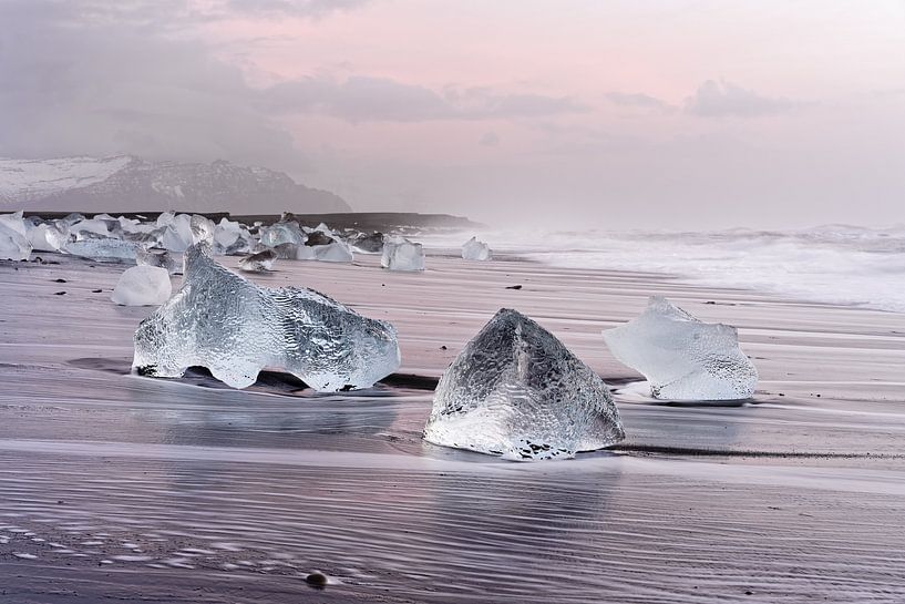 Morning light on the black ice beach by Ralf Lehmann