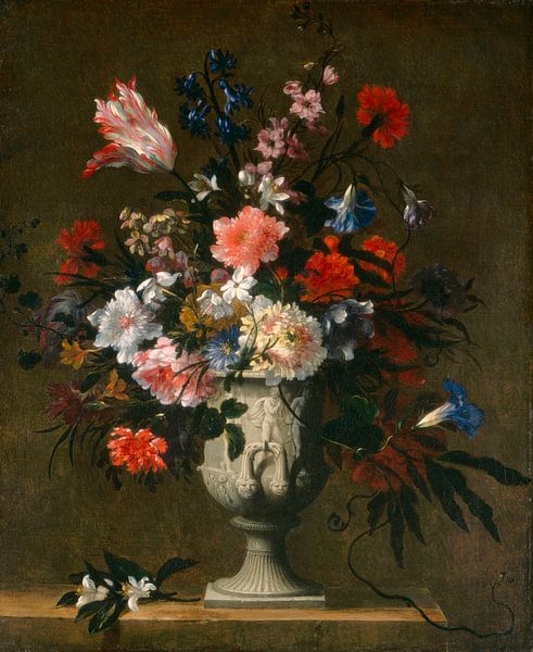 Blumen in einer klassischen Vase, französisch 17. Jahrhundert von Meisterhafte Meister