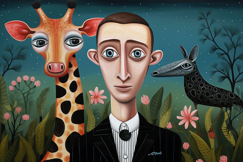 Mann mit Giraffe von Ton Kuijpers