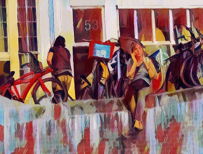 Amsterdam - Dame ruft am Kanal an von Joost Hogervorst