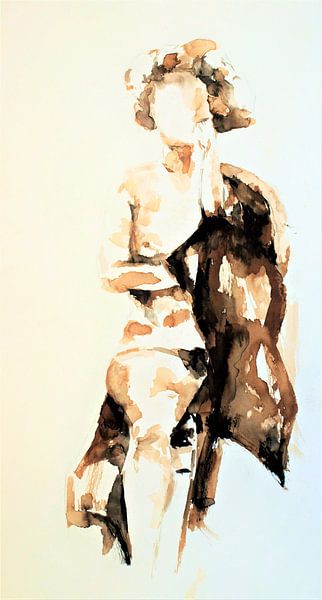 Sitting female nude by Ineke de Rijk