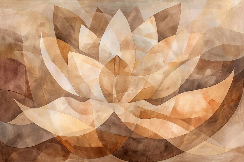 Sepia-Lotus-Abstraktion in harmonischen Farbtönen von Art & Soul Creations