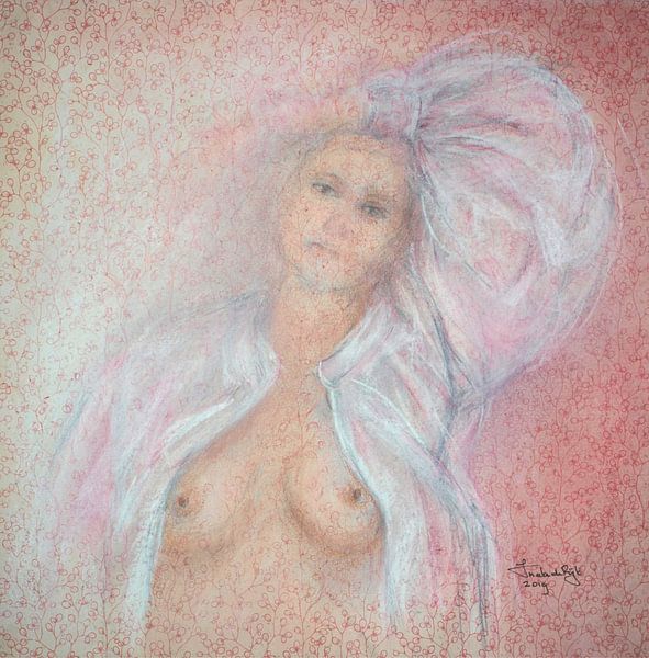 Romantisches Porträt, handgemalt mit Pastellfarben von Ineke de Rijk