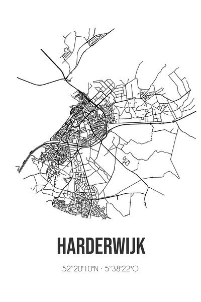 Harderwijk (Gueldre) | Carte | Noir et blanc par Affiches de lieux