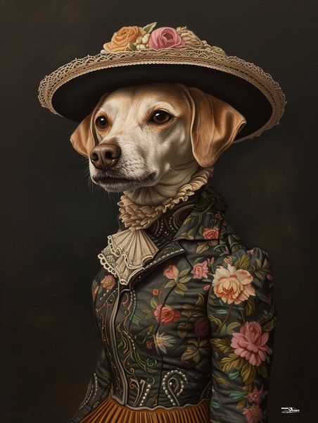 Hund in viktorianischem Kleid von Gelissen Artworks