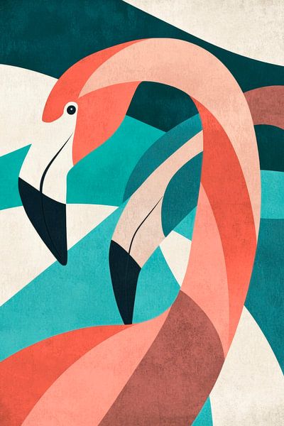 Des flamants roses agiles aux couleurs douces par Poster Art Shop