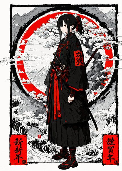 Samurai Girl Anime Japan by Ruzerin