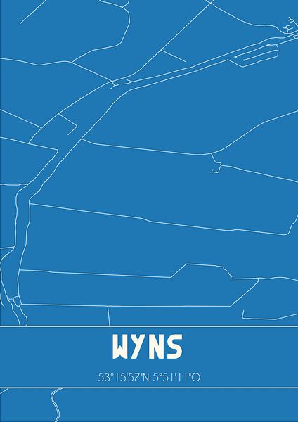 Blueprint | Carte | Wyns (Fryslan) par Affiches de lieux