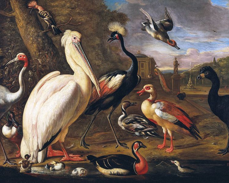 A pelican and other birds by the water, Associate of Melchior de Hondecoeter by Masterful Masters