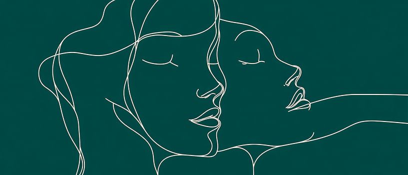 Zweisame Gesichter – Minimalistische Linie von Poster Art Shop