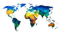 Worldmap in colorful watercolor