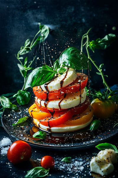 Bunte Gemüse-Turm mit Basilikum-Hauch von Poster Art Shop