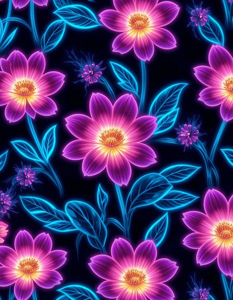 Leuchtende Neonblüten von Artistic