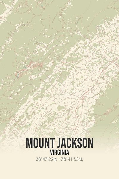 Alte Karte von Mount Jackson (Virginia), USA. von Ortsdrucke