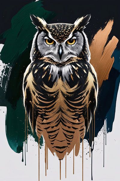 Mystische Eule im goldenen Stil von Imperial Art House