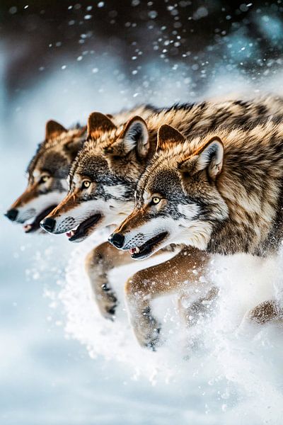Running wolves through the snow by Imperial Art House