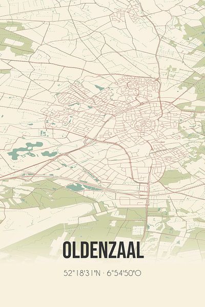 Alte Landkarte von Oldenzaal (Overijssel) von Ortsdrucke