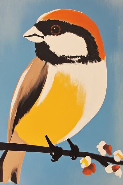 Orangefarbener Vogel | Vogel mit orangefarbenem Kopf von Moderne Kollektion