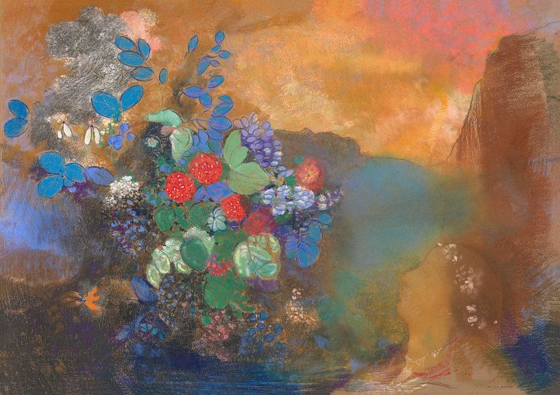 Ophelia zwischen den Blumen, Odilon Redon von Meisterhafte Meister