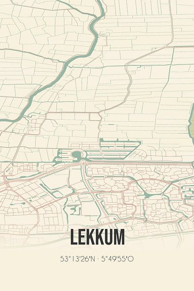 Alte Karte von Lekkum (Fryslan) von Ortsdrucke
