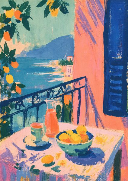 Matisse inspiré Balcon Mer Citron Gouache par Niklas Maximilian