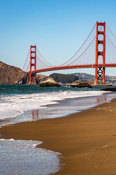 Golden Gate Bridge am Strand von Baker Beach in San Francisco Kalifornien USA von Dieter Walther