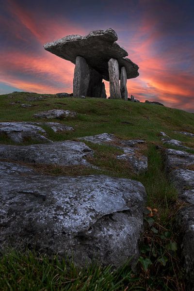 Hunebed at sunset Poulnabrone Dolmen by Albert Brunsting