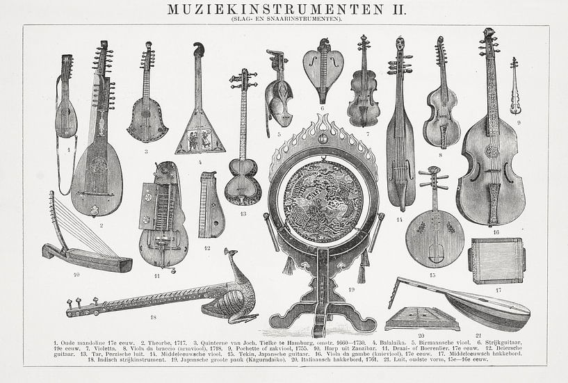 Gravure ancienne Instruments de musique II par Studio Wunderkammer