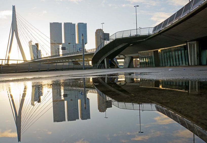 Le pont Erasmus et l'extrémité sud de Rotterdam reflètent par Remco Swiers