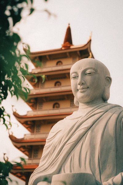 Guardian of the pagoda: stone figure in the mystical garden by NZME Photography