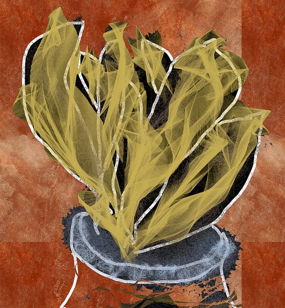 Yellow Flowers with Vase by Kay Weber