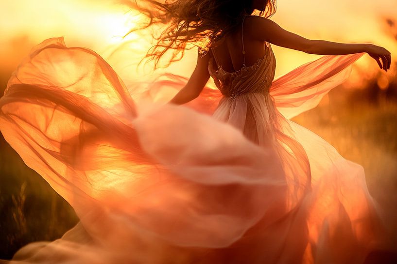 Dancing woman in the sunset by Poster Art Shop