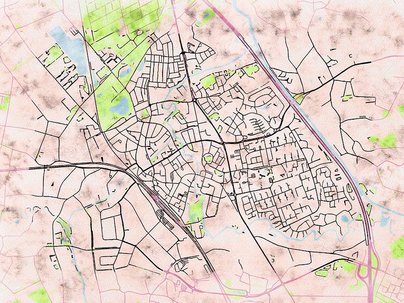 Kaart van Boxtel in de stijl 'Soothing Spring' van Maporia