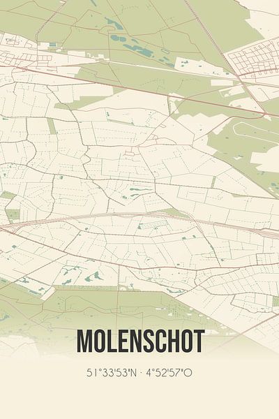 Vieille carte de Molenschot (Brabant du Nord) par Affiches de lieux