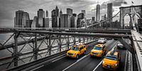 Taxis jaunes sur le pont de Brooklyn, New York